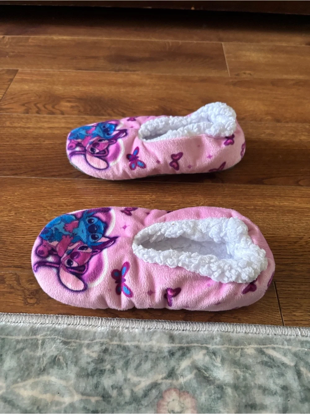 Kids Pink Character Fleece One-Piece Slippers Disney Stitch & Angel size 13/1